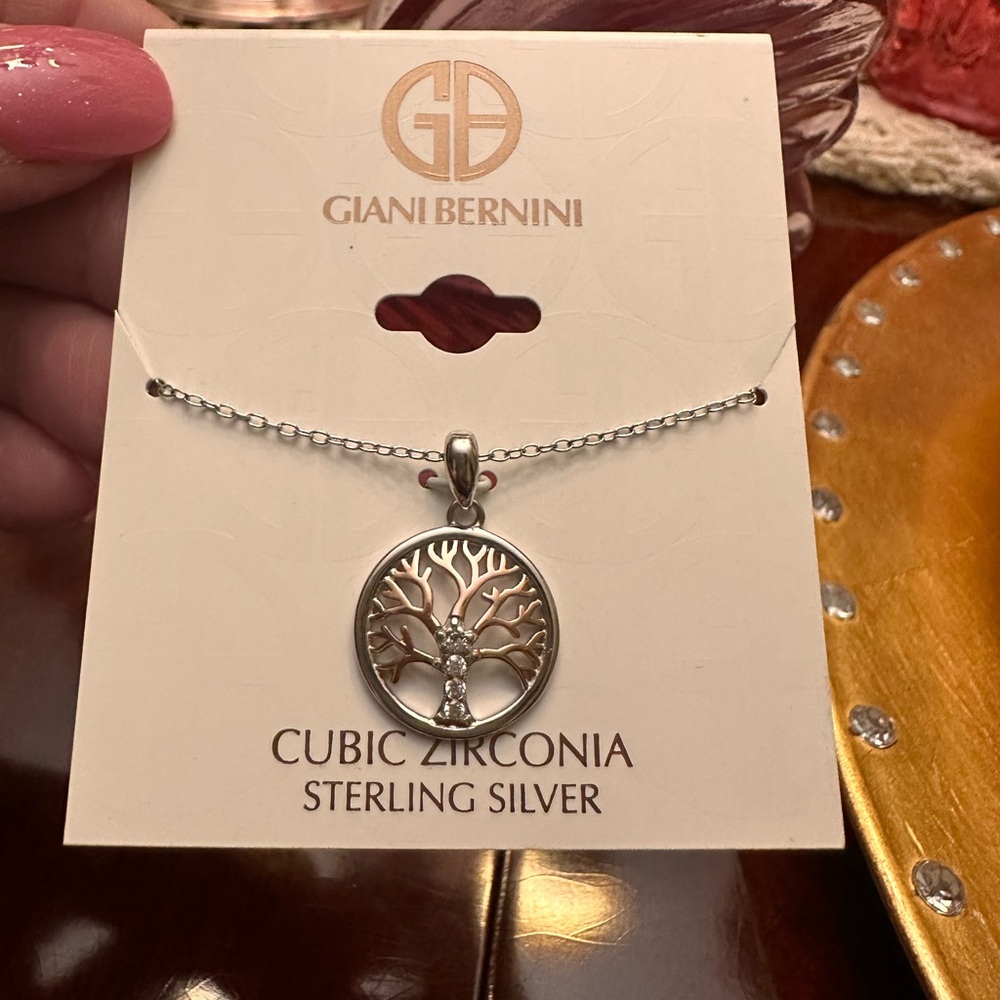 Giani Bernini Cubic Zirconia Family Tree Pendant Necklace in Sterling Silver NWT